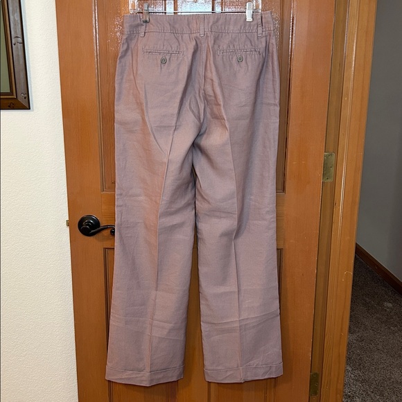 Sundance Wide Leg Cuffed Linen Blend Trouser Dress Pants Blush Purple Sz 10 - Picture 15 of 15